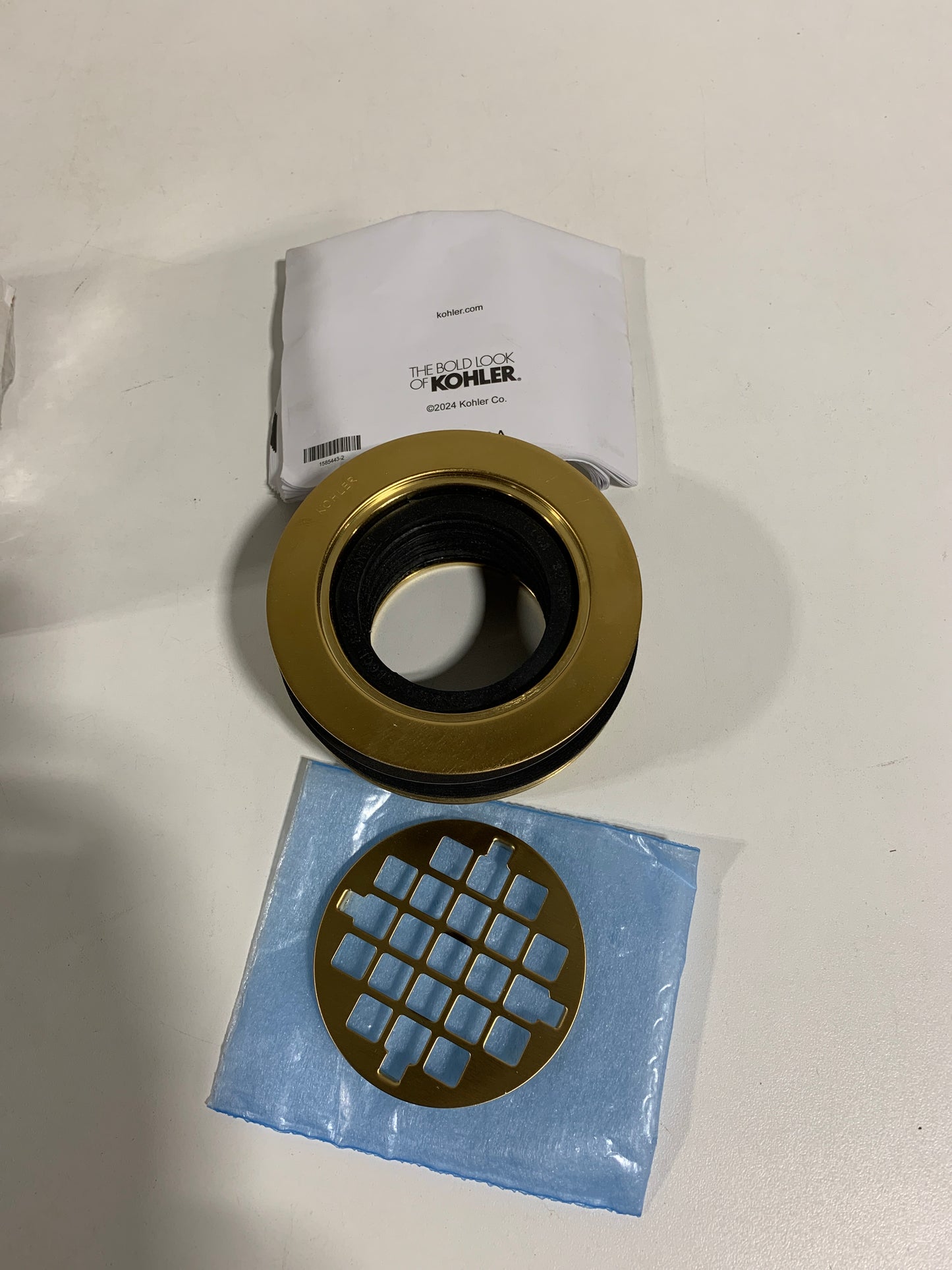 Kohler K-9132 4-3/8" Round Shower Drain Vibrant Brushed Moderne Brass Showers Shower Drains Standard Drains