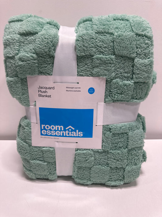 Full/Queen Checkered Blanket Turquoise Blue - Room Essentials™