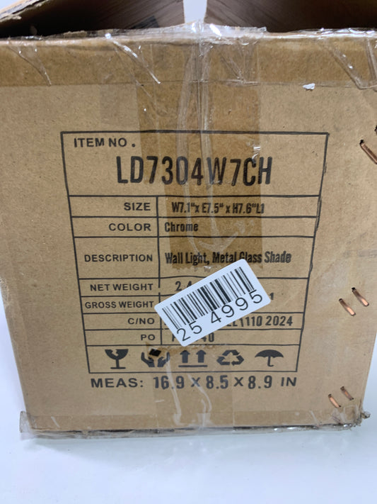 Living District Jillian 1-Light Iron & Glass Bath Sconce in Chrome/Frosted White