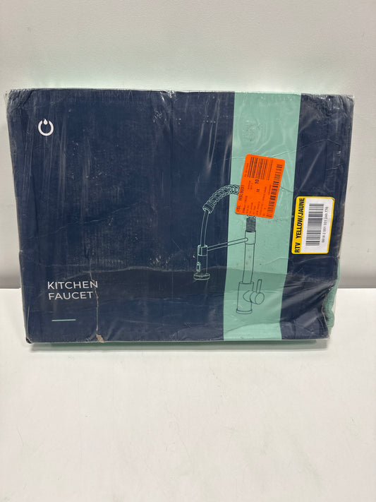 ANZA Single Handle Pull Down Sprayer Kitchen Faucet High Arch Kitchen Sink Faucet with Soap Dispenser in Gold