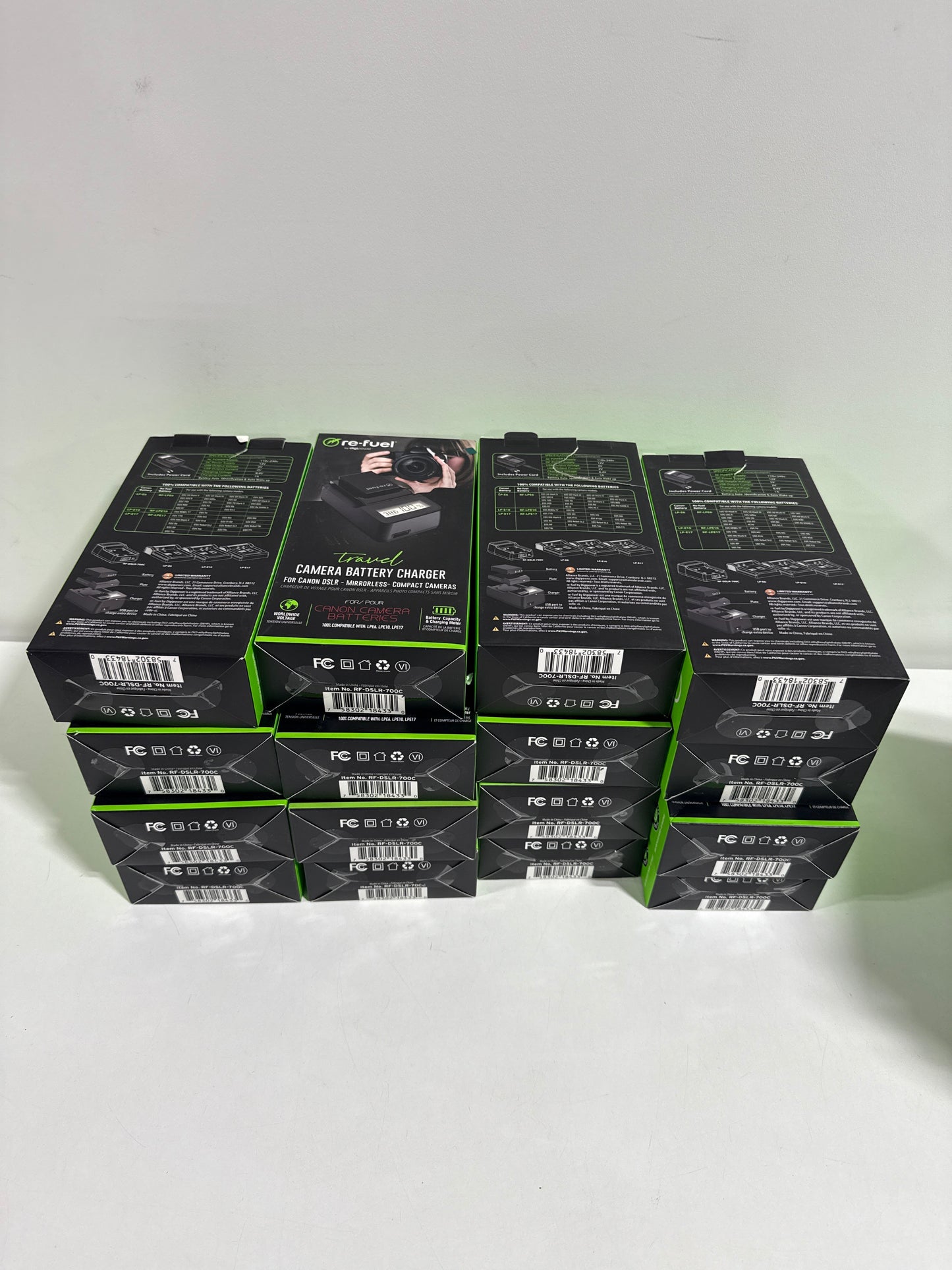 Lot of 16 - Digipower - Travel Charger for Mirrorless & DSLR Cannon Camera Batteries LPE6/LPE10/LPE17/NB/L12 - Black