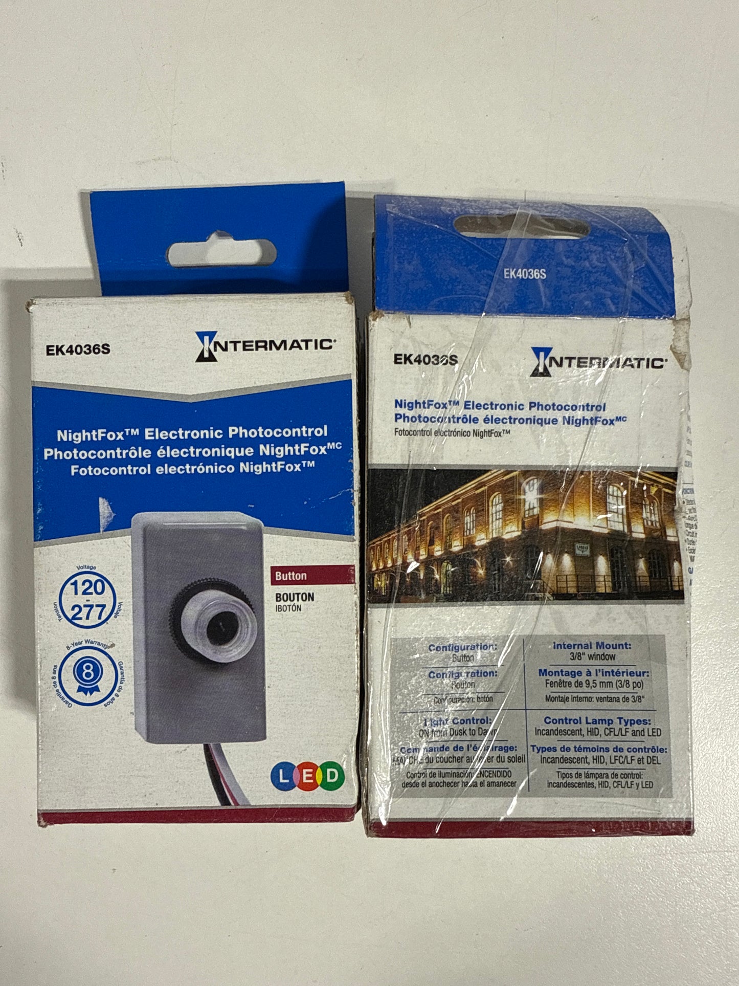 2 x Intermatic NightFox Gray Photoelectric Button Style Photo Control