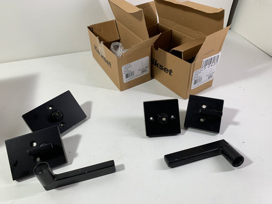 2 Scratch Kwikset 971HFLRCT Halifax Lever Single Cylinder Interior Pack with Rectangle Rose for Handlesets Matte Black