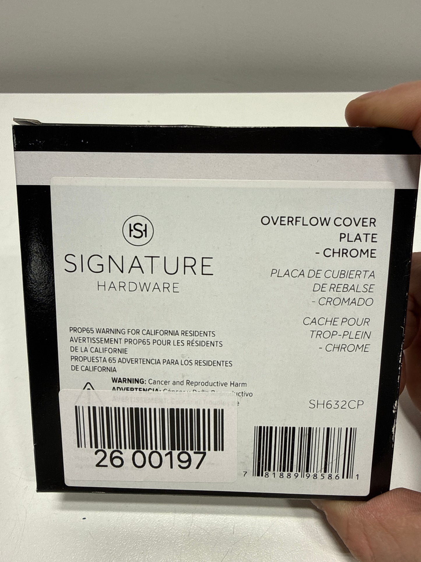 Signature Hardware 3-3/16 in. Solid Brass Overflow Plate with Two Screws in Chrome