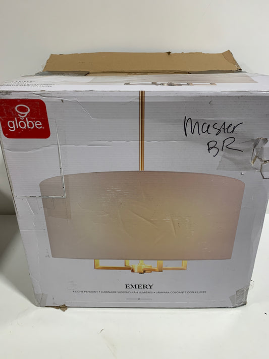 Globe Electric 60340 Emery 4 Light 20" Wide Drum Pendant Matte Brass