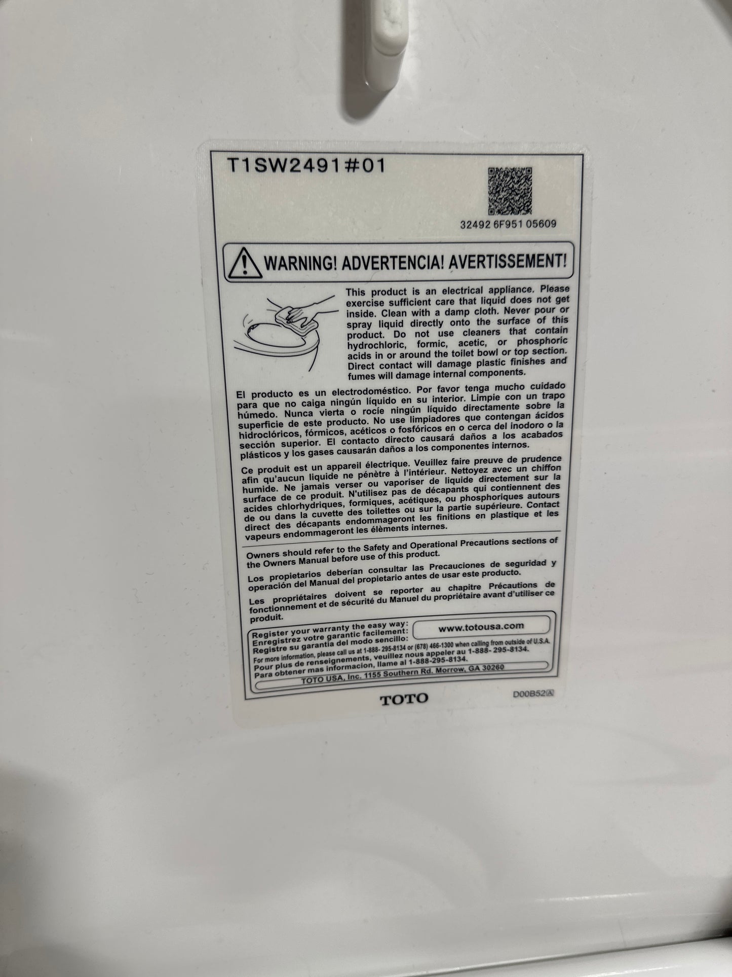 Used TOTO Washlet Elongated Bidet Seat with SoftClose Lid