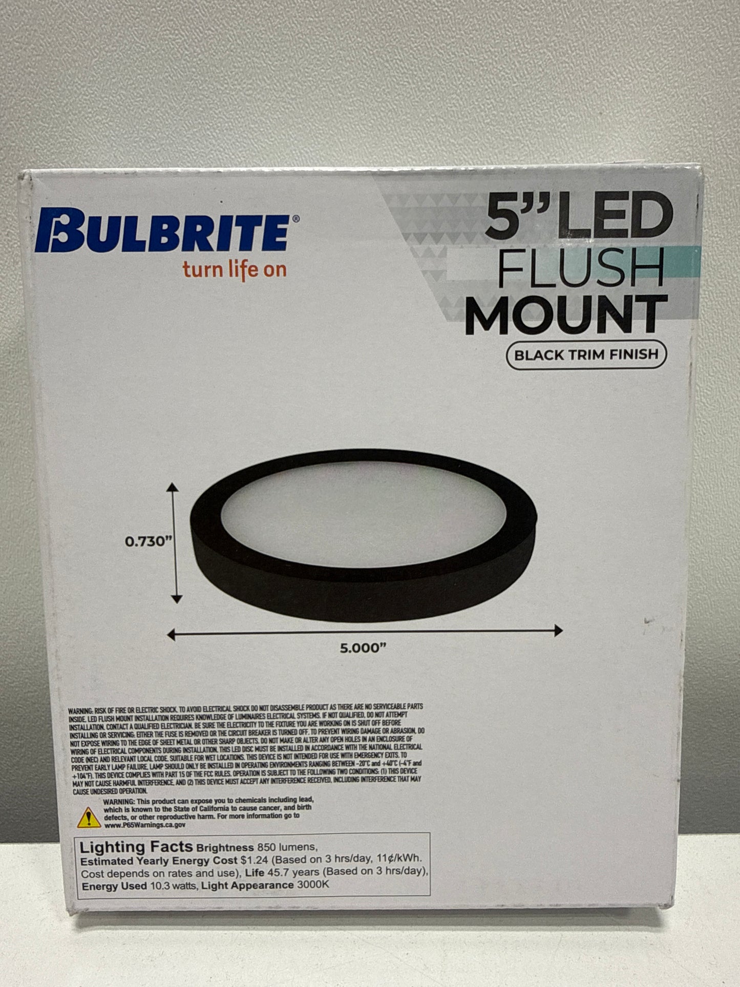 Bulbrite 773600 5" Wide LED Flush Mount Ceiling Fixture Black