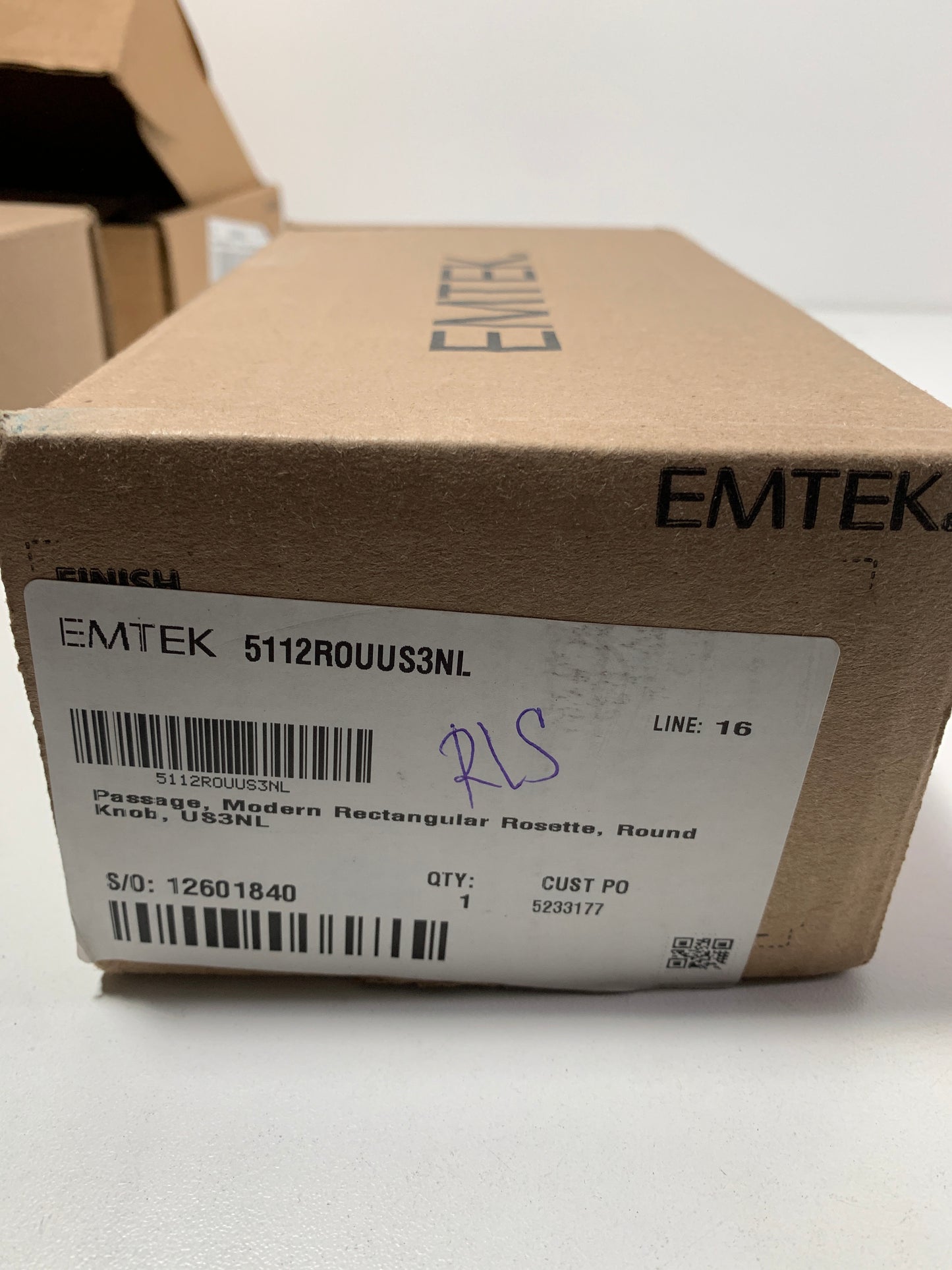 Emtek Passage Set, Modern Rectangle Rosette, Modern Round Knob, Unlacquered Brass