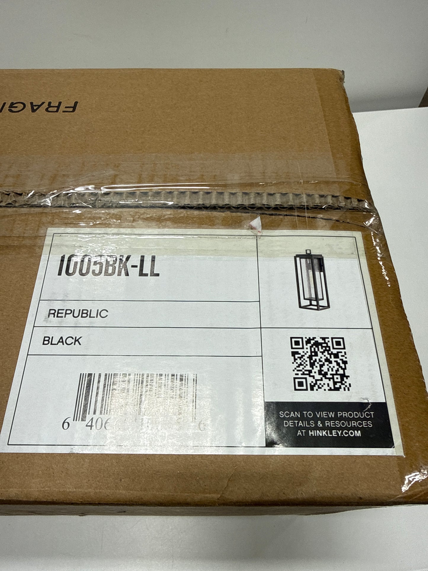 Hinkley Republic 1005BK-LL Large Outdoor LED Wall Mount Lantern Light - Transitional/Modern, Double Frame Design, Coastal Elements Collection - Black