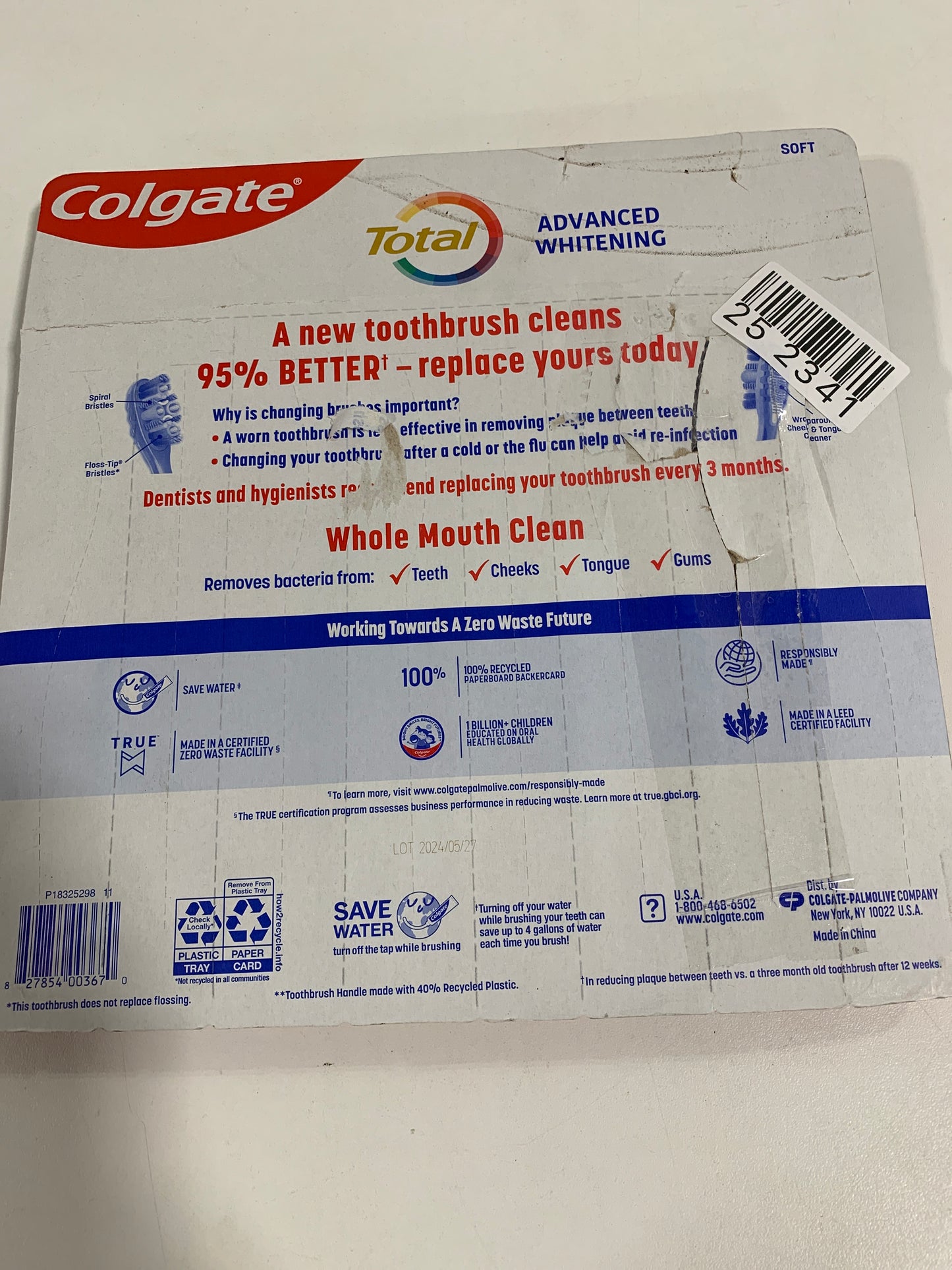 Colgate Total Whole Mouth Health Medium Floss-Tip Bristles - 7 Toothbrushes