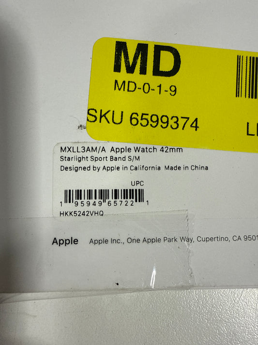 Apple 42mm Starlight Sport Band - S/M