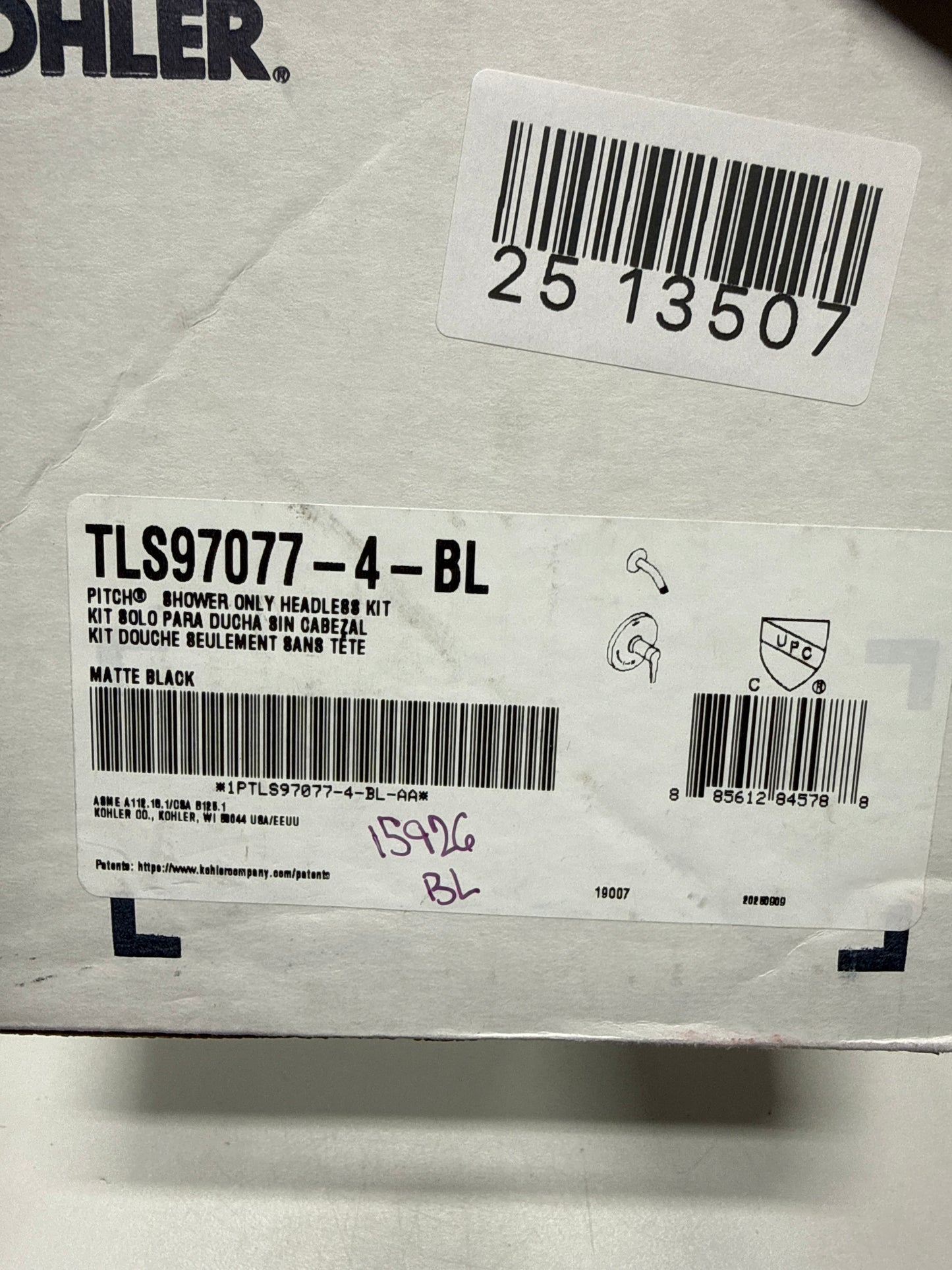 Kohler Ptch 1-Handle Shower Trim Kit in Matte Black (Valve Not Included)