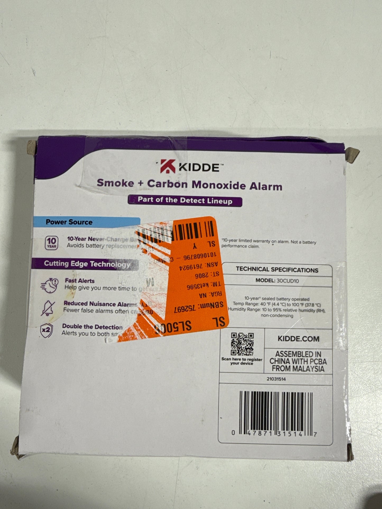 10-Year Battery Powered Smoke and Carbon Monoxide Detector with Alarm LED Warning Lights 21031514
