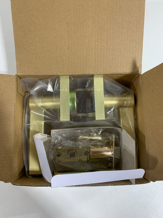 Miseno MLK4022 Lorton Flat Bar Passage Door Lever Set Satin Brass Door Hardware Door Levers Passage Door Levers