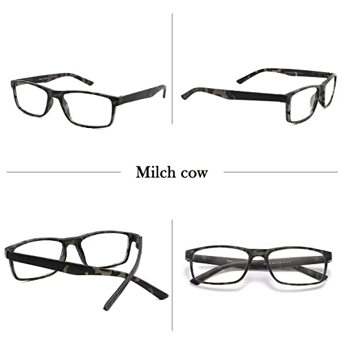 Milch Cow Reading Glasses Blue Light Blocking,Anti Glare/Headache/Eye Strain UV Filter Computer