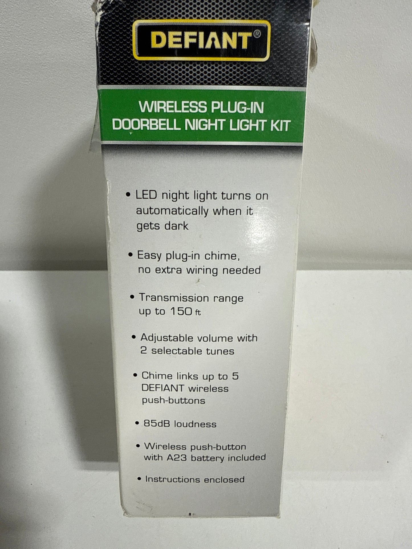 Defiant Wireless Plug-in Doorbell Kit and Wireless Push Button White