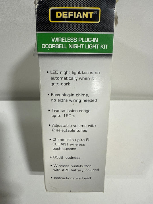 Defiant Wireless Plug-in Doorbell Kit and Wireless Push Button White