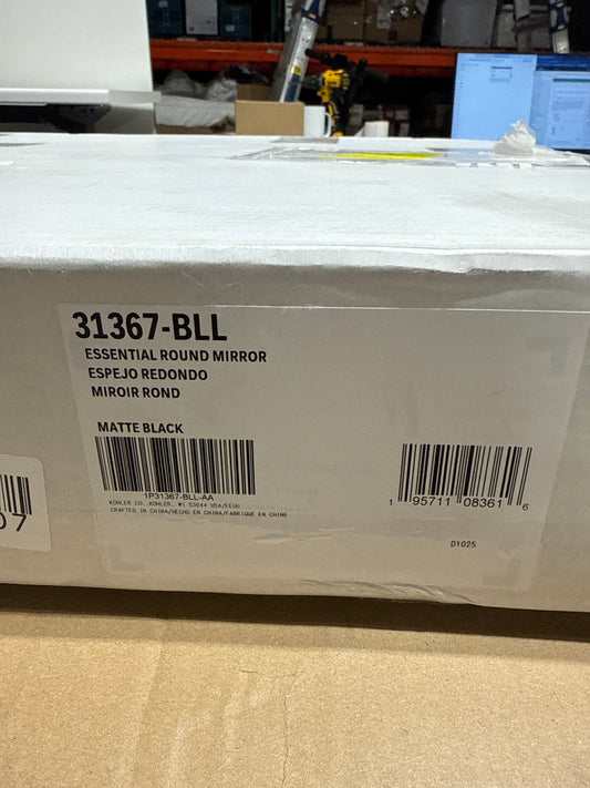 Kohler Essential 22 in. W x 22 in. H Round Framed Wall Mount Bathroom Vanity Mirror in Matte Black