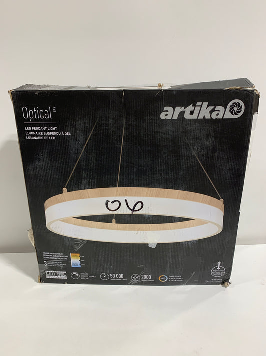 Artika Optical Ring LED Pendant Multiple CCT, Wood