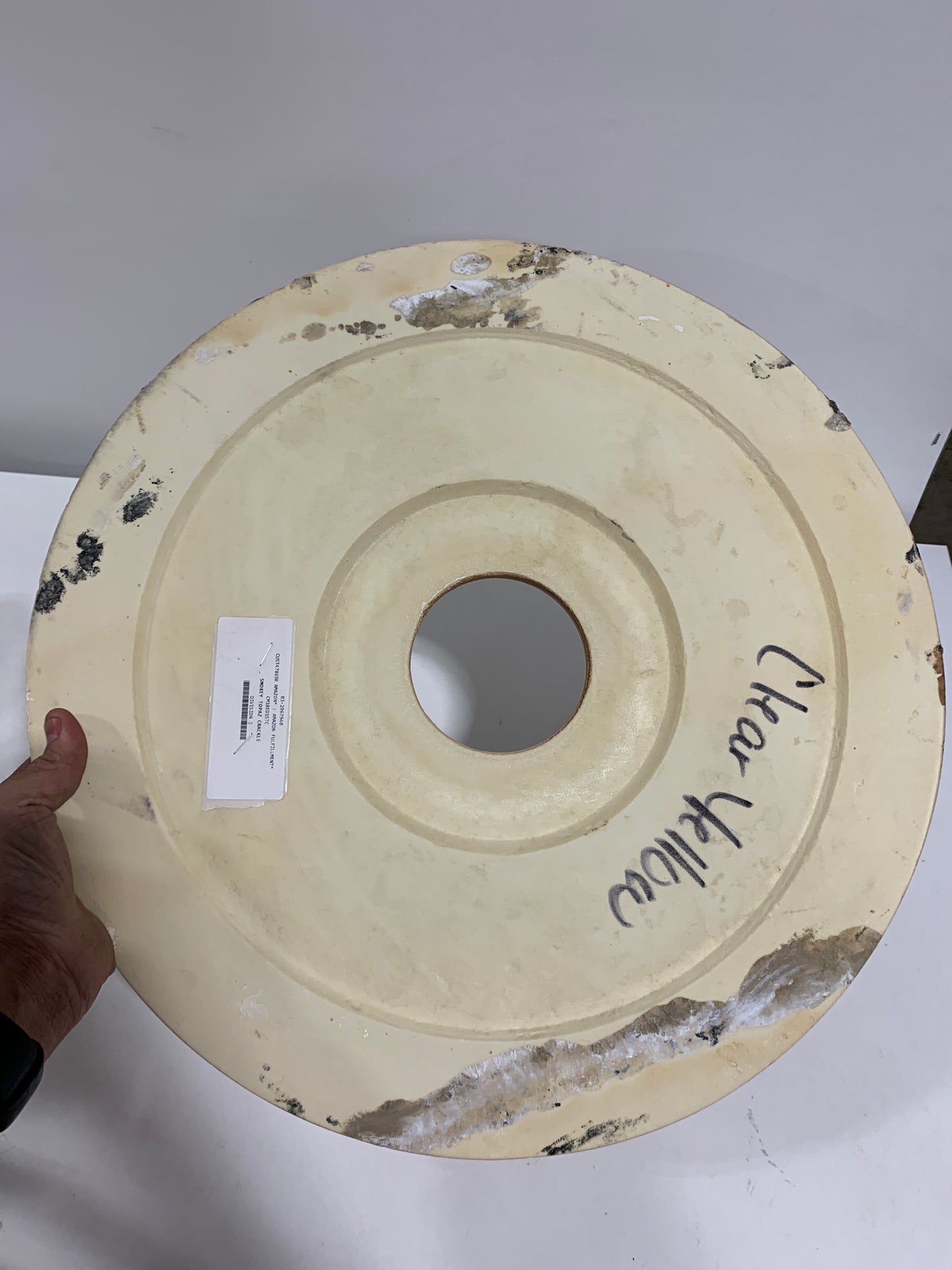 Ekena Millwork CM18ED1STC Edinburgh Ceiling Medallion, 18 1/8"OD x 3 1/2"ID x 2 3/4"P, Hand-Painted Smokey Topaz Crackle