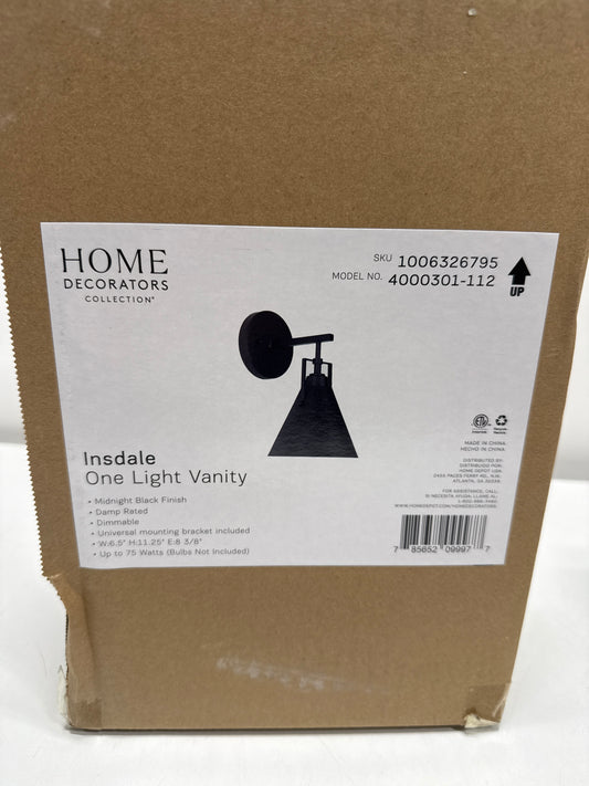 Insdale 1-Light Matte Black Modern Industrial Bathroom Vanity Light with Black Metal Shade