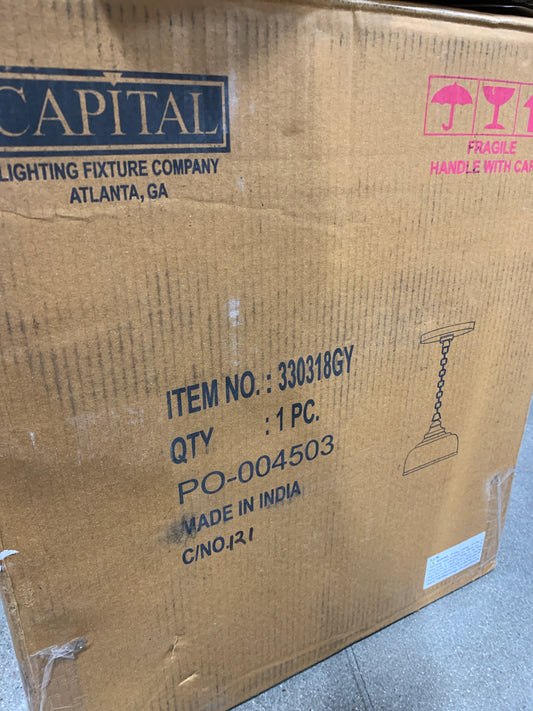 Capital Lighting Wood and Glass Bell Pendant Light - 330318GY Grey Wash