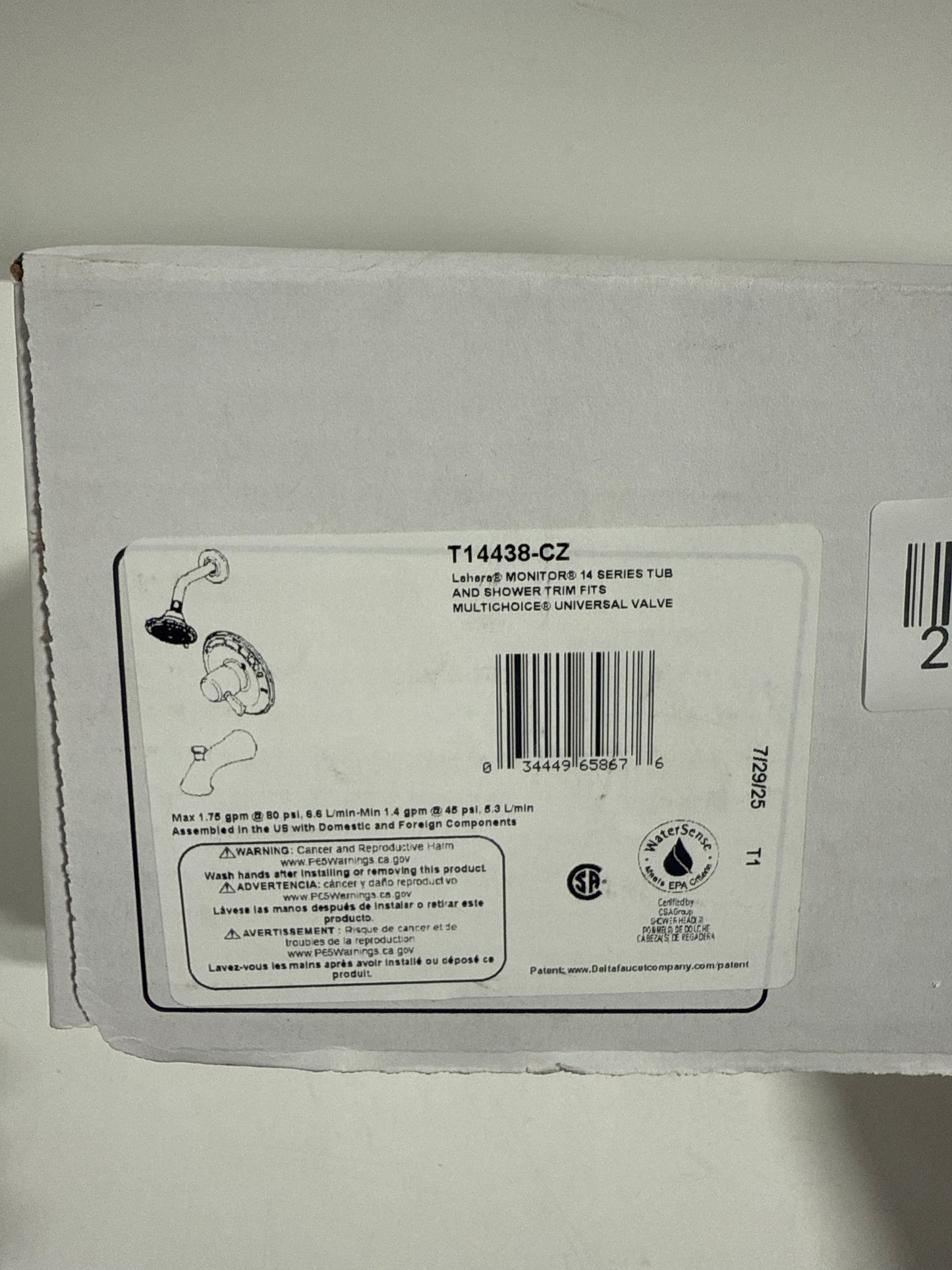 Delta T14438 Lahara Monitor 14 Series Tub and Shower Trim Package with 1.75 GPM Multi Function Shower Head Champagne Bronz