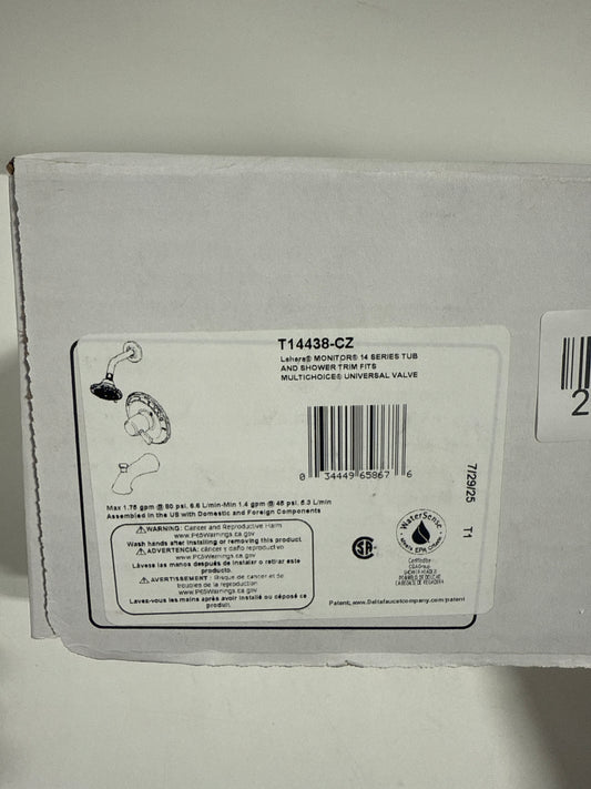 Delta T14438 Lahara Monitor 14 Series Tub and Shower Trim Package with 1.75 GPM Multi Function Shower Head Champagne Bronz