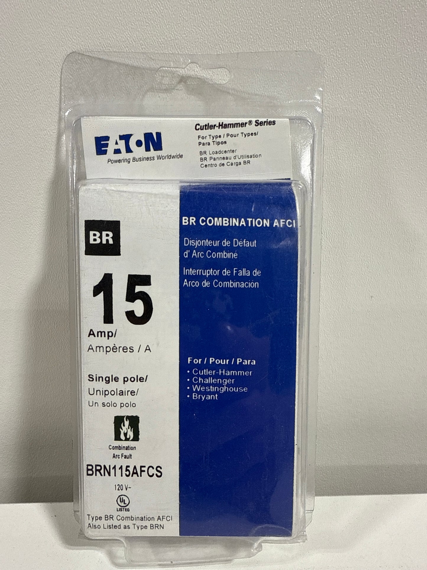 15 Amp 120-Volt, Single-Pole AFCI Circuit Breaker Type BR Pigtail Neutral
