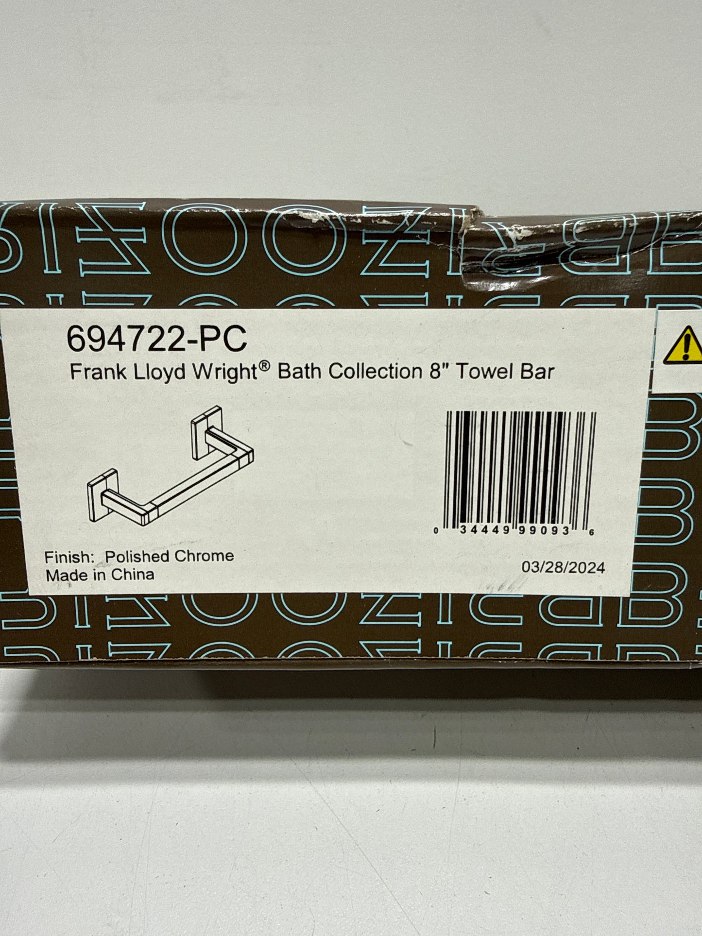 Brizo 694722 Frank Lloyd Wright Wall Mount 8" Towel Bar Chrome