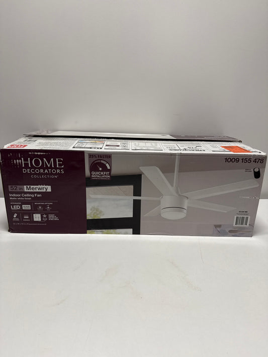 Merwry 52 in. Intergrated LED Matte White Ceiling Fan with Light and Remote Control