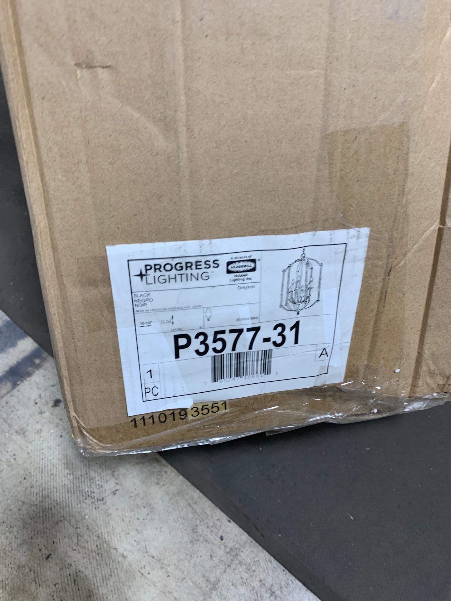 Progress P3577-31 Greyson 6 Light 18.13 Inch Matte Black Foyer Chandelier Ceiling Light