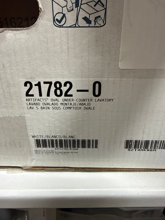 Kohler K-21782-0 Artifacts 21 1/4" Oval Undermount Bathroom Sink, White