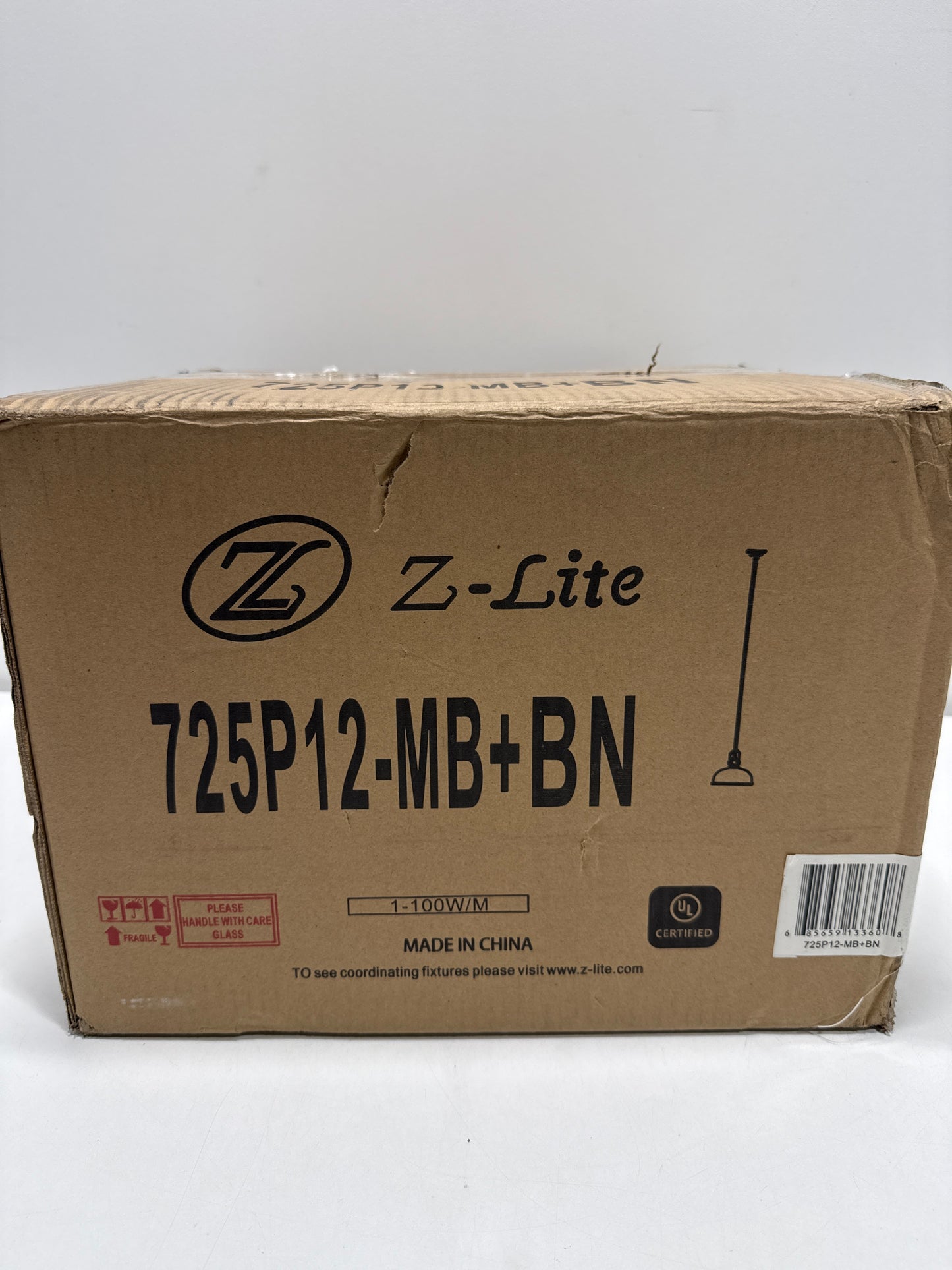 Z-Lite 725P12-MB+BN 1 Light Pendant, Matte Black + Brushed Nickel