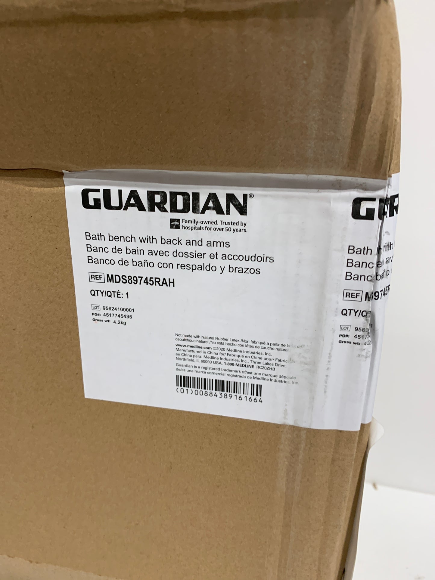 Medline Shower Chair for Inside Shower, Heavy Duty, 350 lb Capacity, Adjustable Height, Non-Slip Seat with Padded Armrests & Back, White