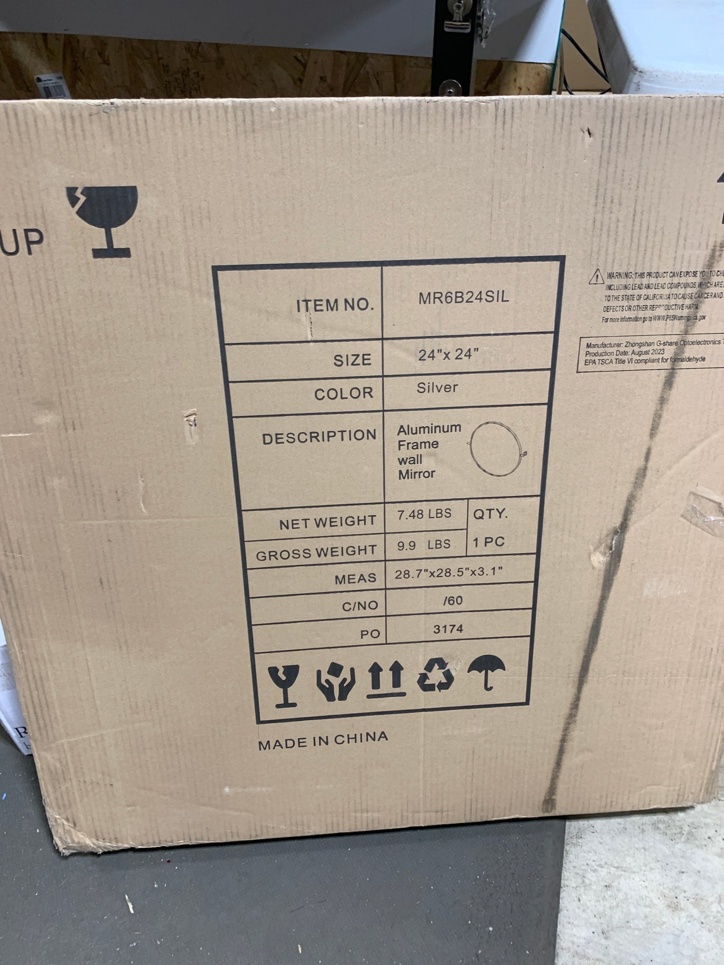 Elegant Lighting MR6B24SIL Everly 24 X 24 Inch Silver Mirror