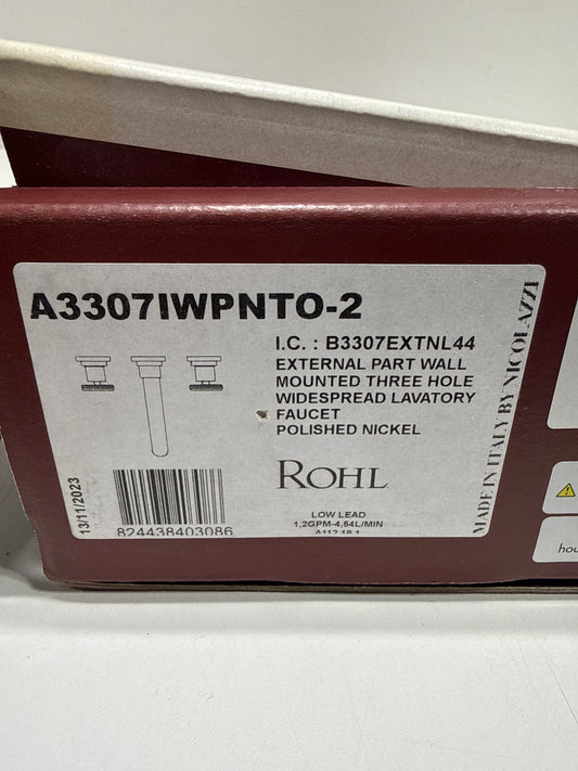 Rohl A3307IWTO-2 Campo 1.2 GPM Wall Mounted Widespread Bathroom Faucet Polished Nicke