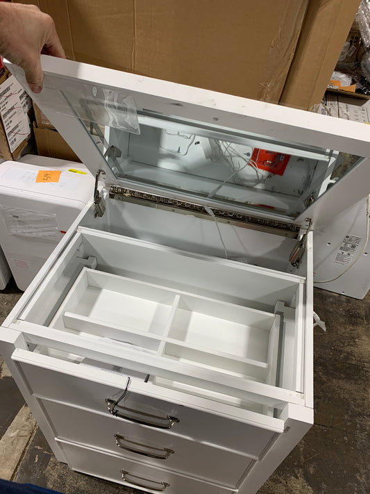 See Desc Odessa Lift-top Vanity with LED Lighted Mirror