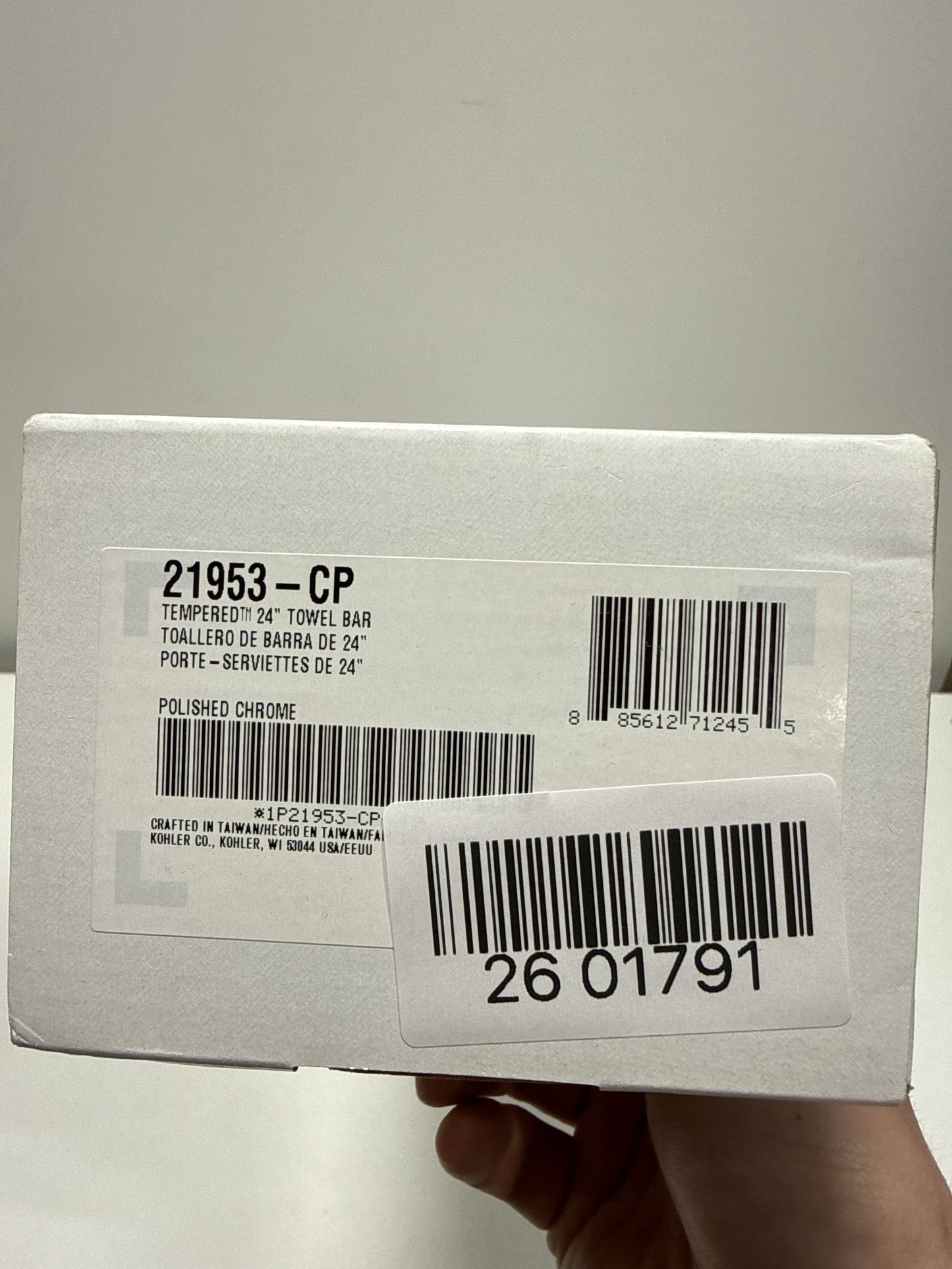 Kohler K-21953 Tempered 24" Towel Bar Polished Chrome