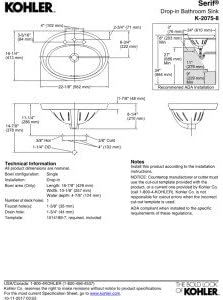 KOHLER Serif® Drop-in bathroom sink with 8" widespread faucet holes