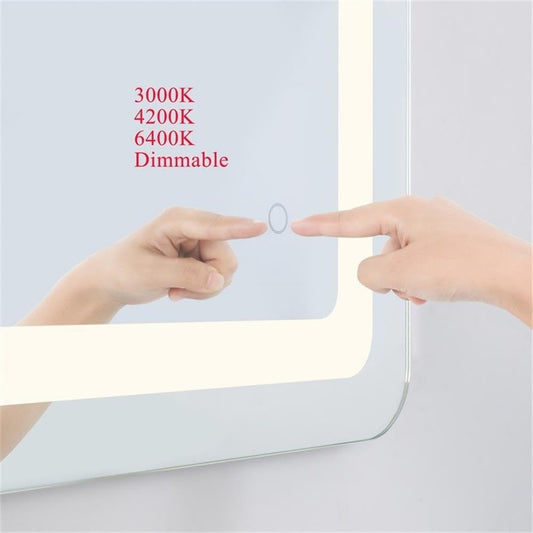 Elegant Decor Genesis 36x24 Rectangle Modern Aluminum LED Mirror in Silver