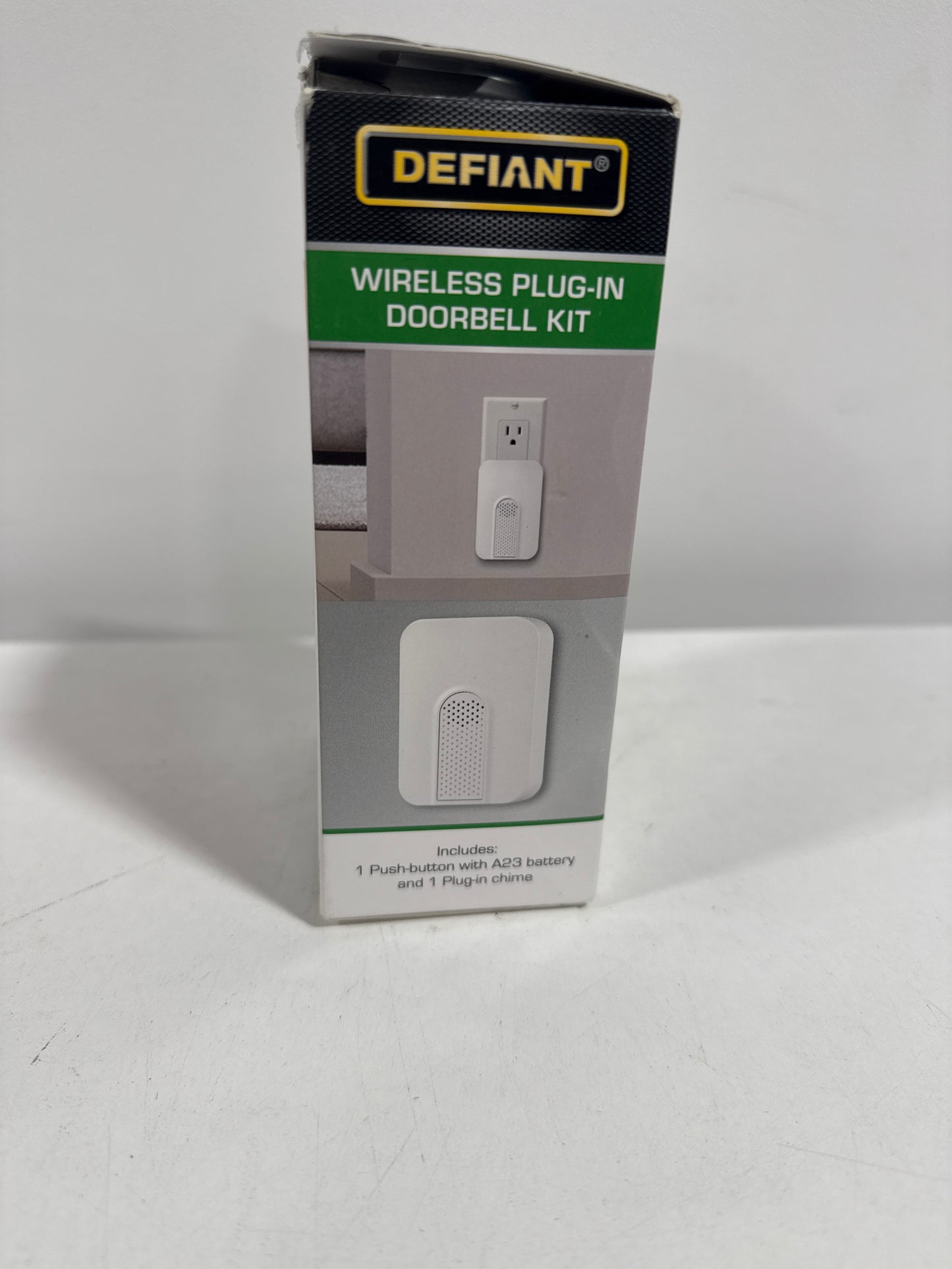 Wireless Plug-in Doorbell Kit with White Insert and 1 Push Button, White