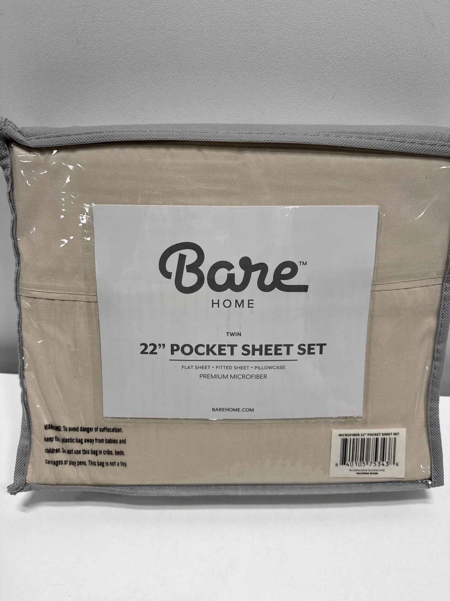 Bare Home Twin Sheet Set -Soft Microfiber - 22" Deep Pockets - College Dorm Size - Luxury 1800 Ultra