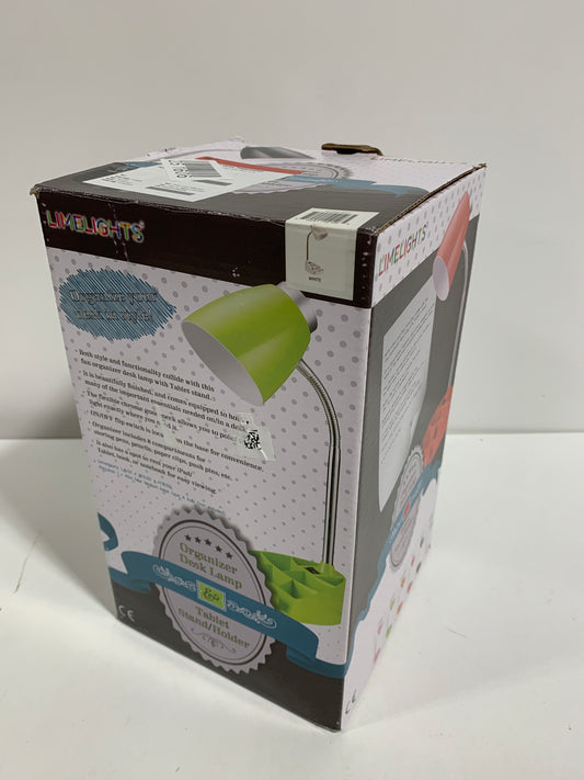 Gooseneck Organizer Desk Lamp W/iPad Tablet Stand Book Holder, White