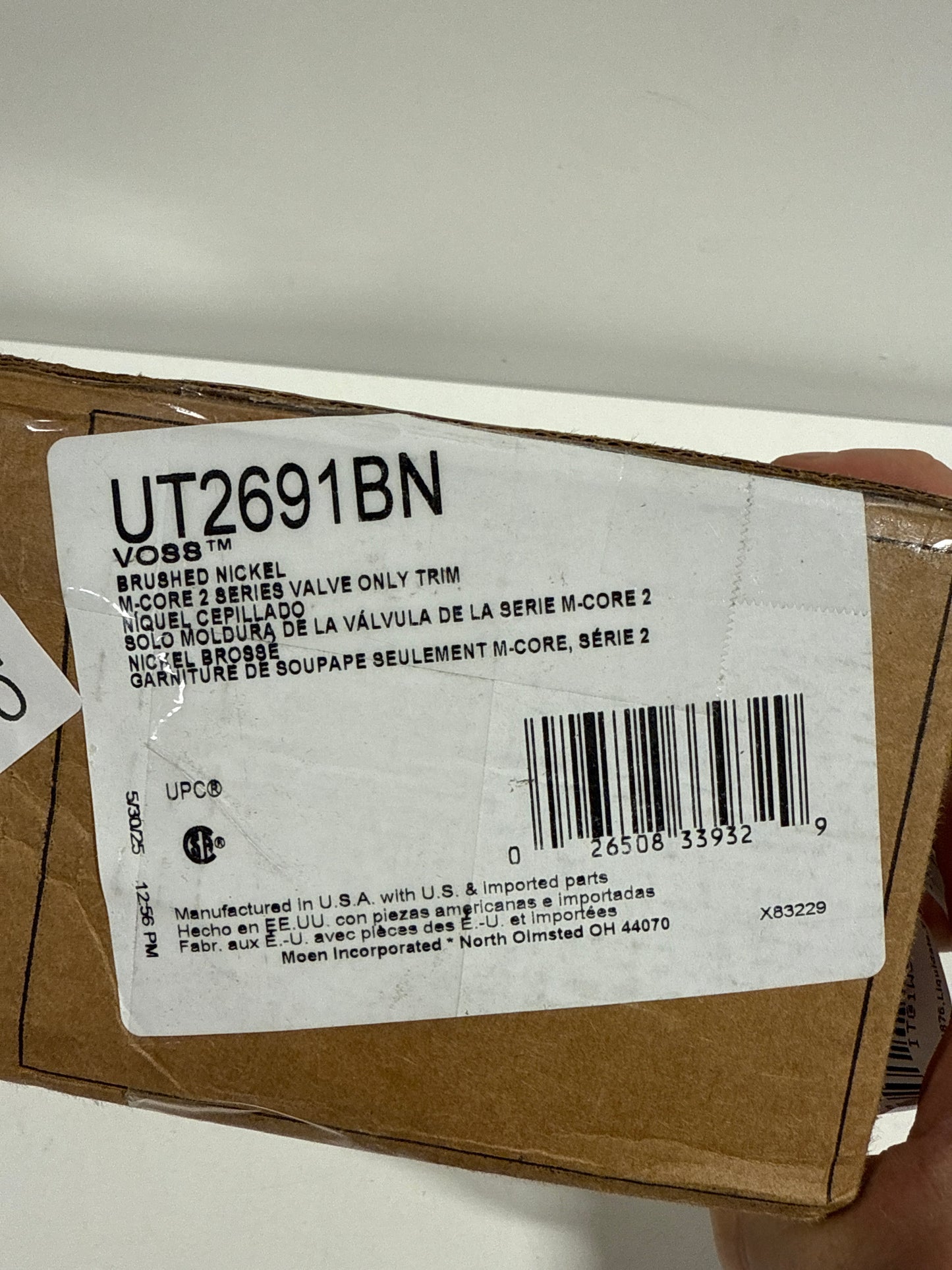 Moen UT2691 Voss Pressure Balanced Valve Trim Only with Single Lever Handle - Less Rough in Brushed Nickel