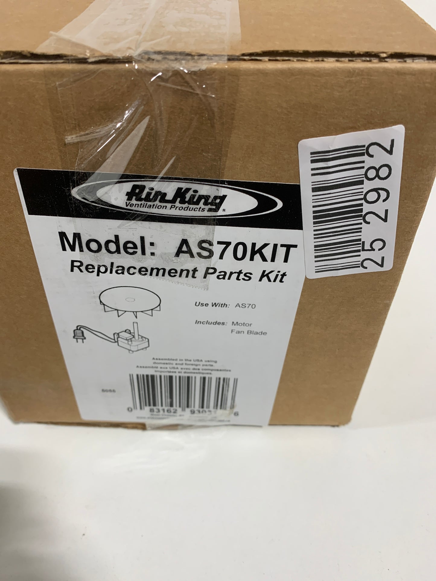 AIR KING AMERICA AS70KIT 70 CFM Advantage Bath Fan Motor/Blade Kit Stainless Steel