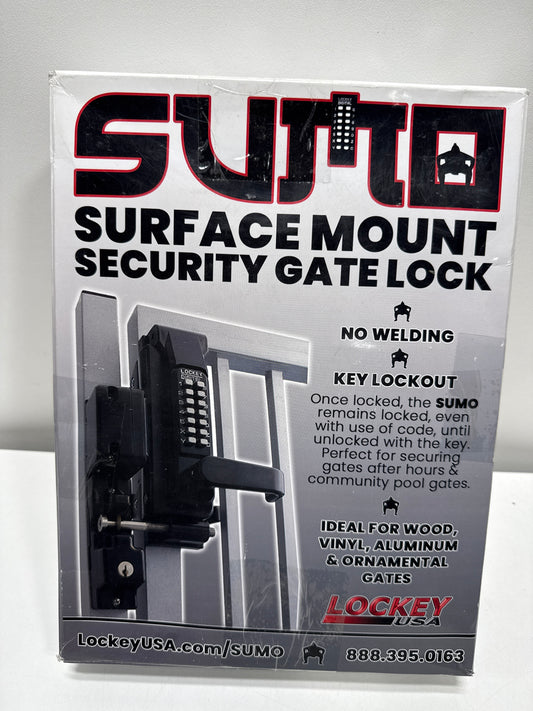 Lockey USA Sumo GL2 DC Jet Black Marine Grade Mechanical Double Combination Surface Mount Lever Gate Lock (GL2JBMGDC), Large