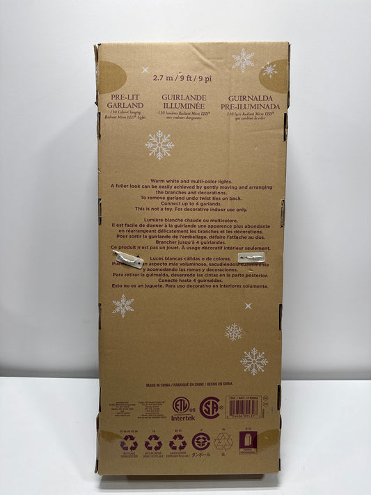 Kirkland 2.7 m (9 ft.) Pre-lit Garland with 15 Dual Color LED Lights - *Christmas & Seasonal