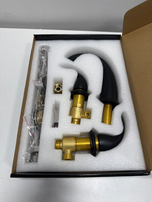 SUMERAIN Traditional Double Handle Tub Deck Mount Roman Tub Faucet with Corrosion Resistant in Matte Black