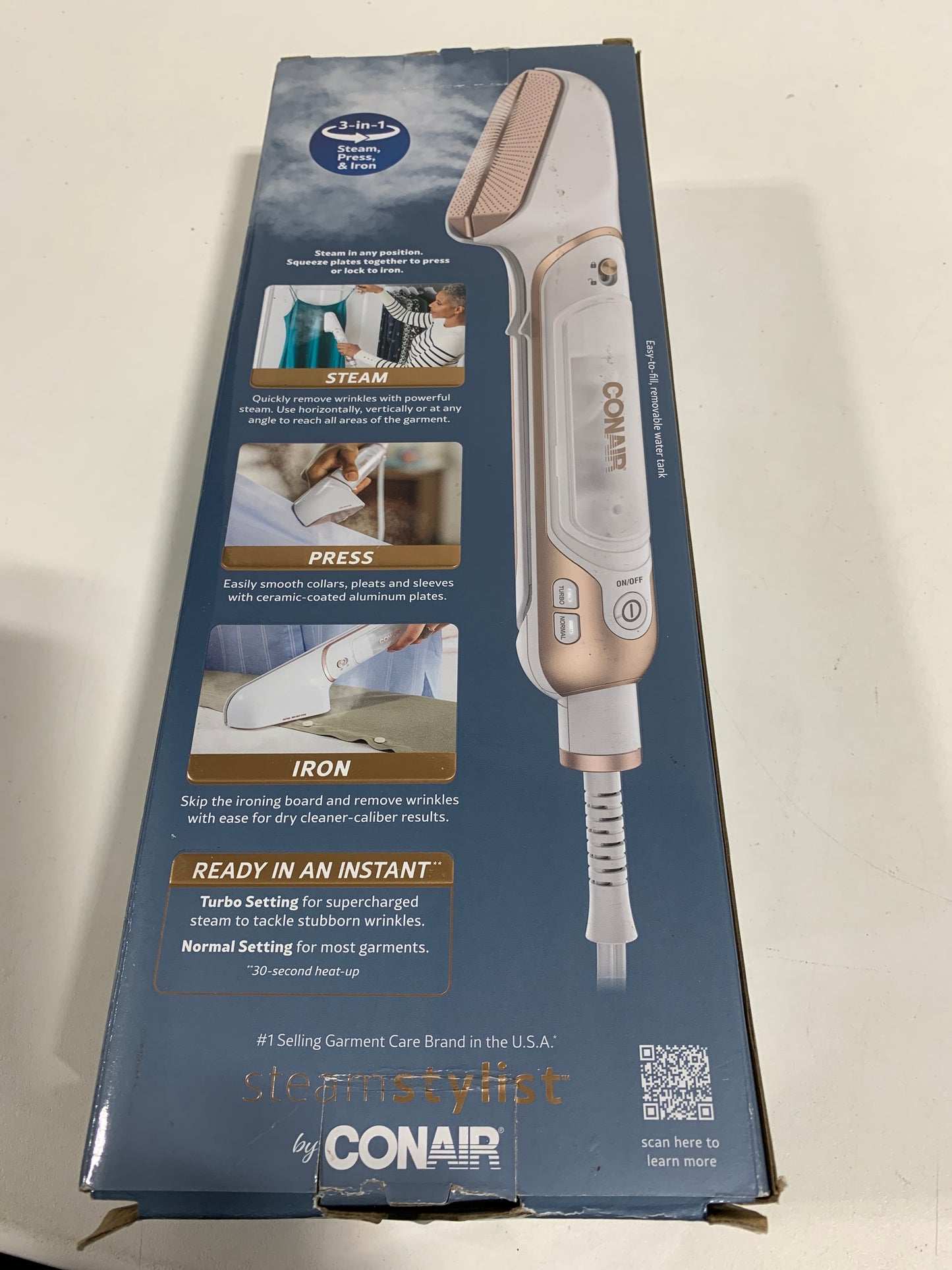 Conair Steam Stylist: Handheld Garment Steamer for Clothing, Travel, 1000W, Detachable Water Tank, 5 Min Steam Time